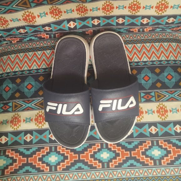 Fila Shoes - Red Blue and White Fila Sandals Fair Good Condition